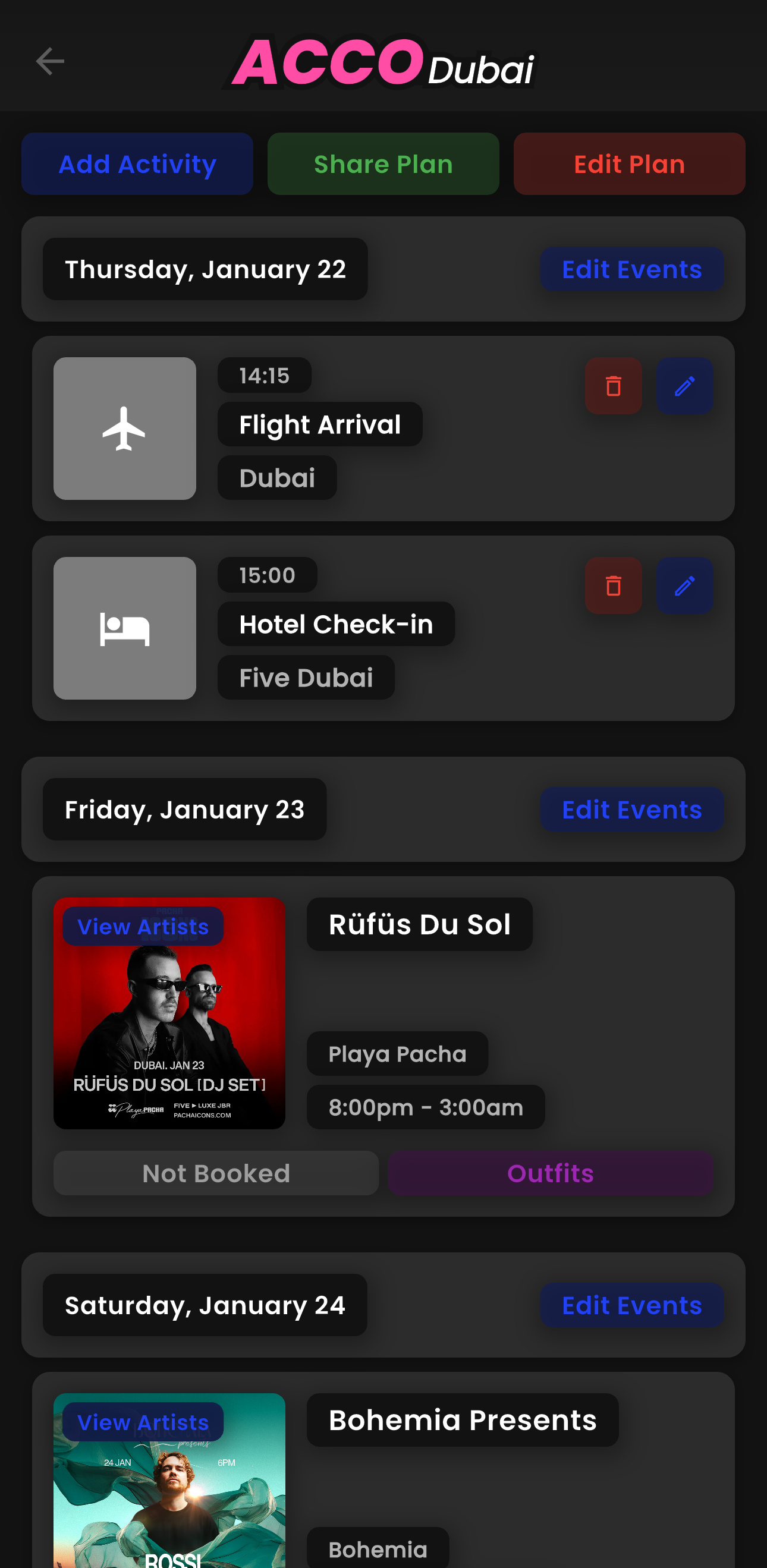 ACCO Dubai App - Trip Planner