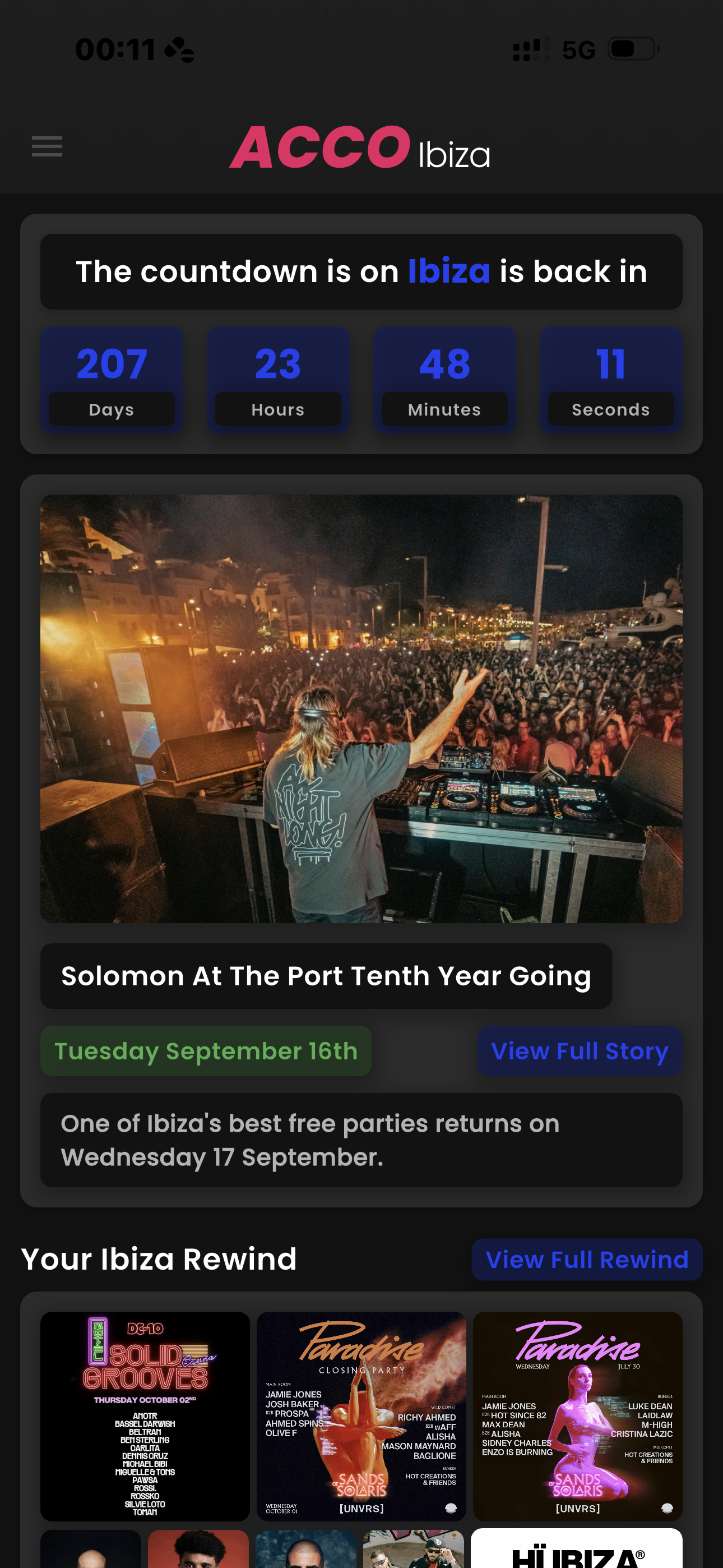 ACCO Ibiza App - Newsfeed Screen